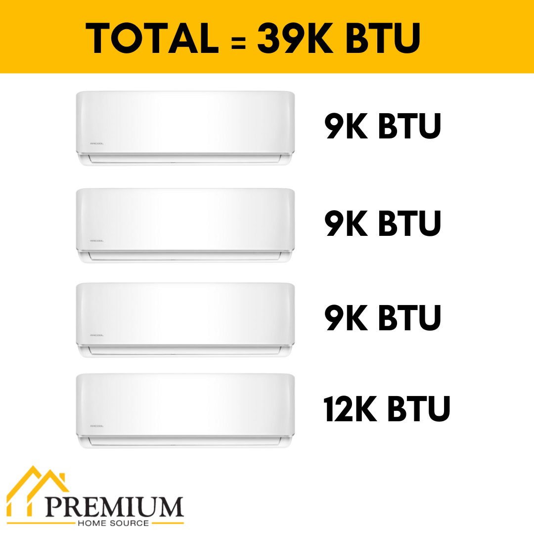 MRCOOL DIY Mini Split - 39,000 BTU 4 Zone Ductless Air Conditioner and Heat Pump, DIY-B-448HP09090912 - Home Elegance USA