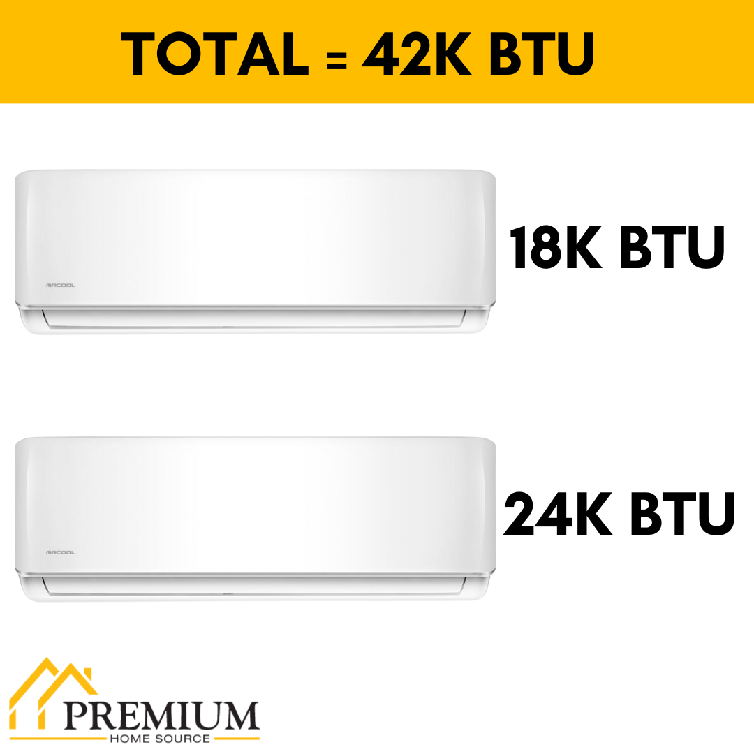 MRCOOL DIY Mini Split - 42,000 BTU 2 Zone Ductless Air Conditioner and Heat Pump with 35 ft. Install Kit, DIYM248HPW00C16 - Home Elegance USA