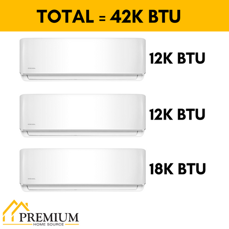 MRCOOL DIY Mini Split - 42,000 BTU 3 Zone Ductless Air Conditioner and Heat Pump, DIY-B-336HP121218 - Home Elegance USA