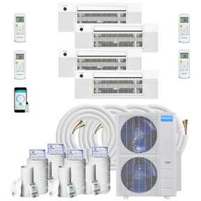 Mrcool Diy Mini Split - 45,000 Btu 4 Zone Ceiling Cassette Ductless Air Conditioner And Heat Pump With 16 Ft. Install Kit, Diy448Hpc09090918-16