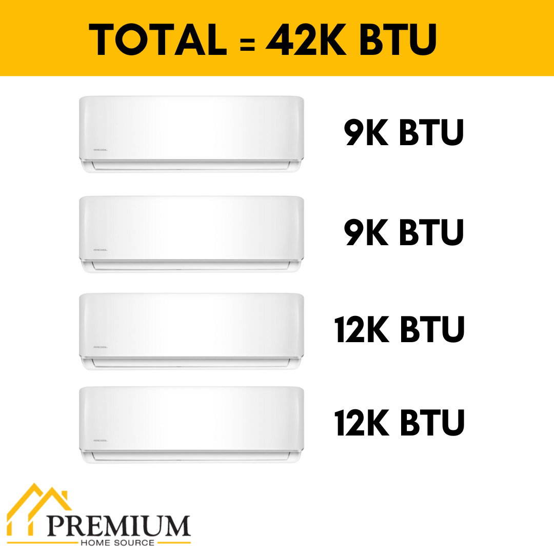 MRCOOL DIY Mini Split - 42,000 BTU 4 Zone Ductless Air Conditioner and Heat Pump, DIY-B-448HP09091212 - Home Elegance USA
