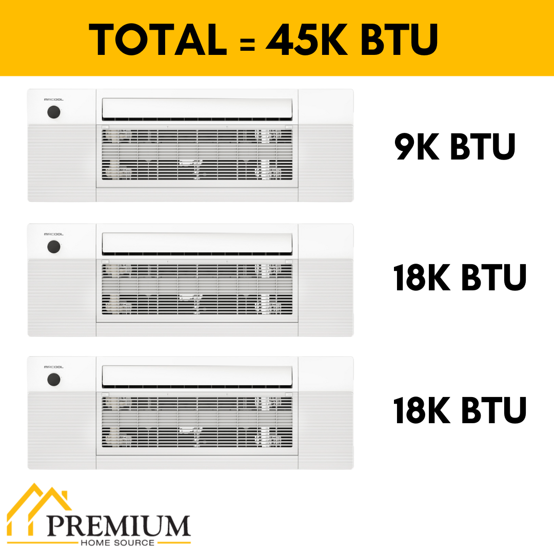 MRCOOL DIY Mini Split - 45,000 BTU 3 Zone Ceiling Cassette Ductless Air Conditioner and Heat Pump with 16 ft. Install Kit, DIY348HPC091818-16 - Home Elegance USA