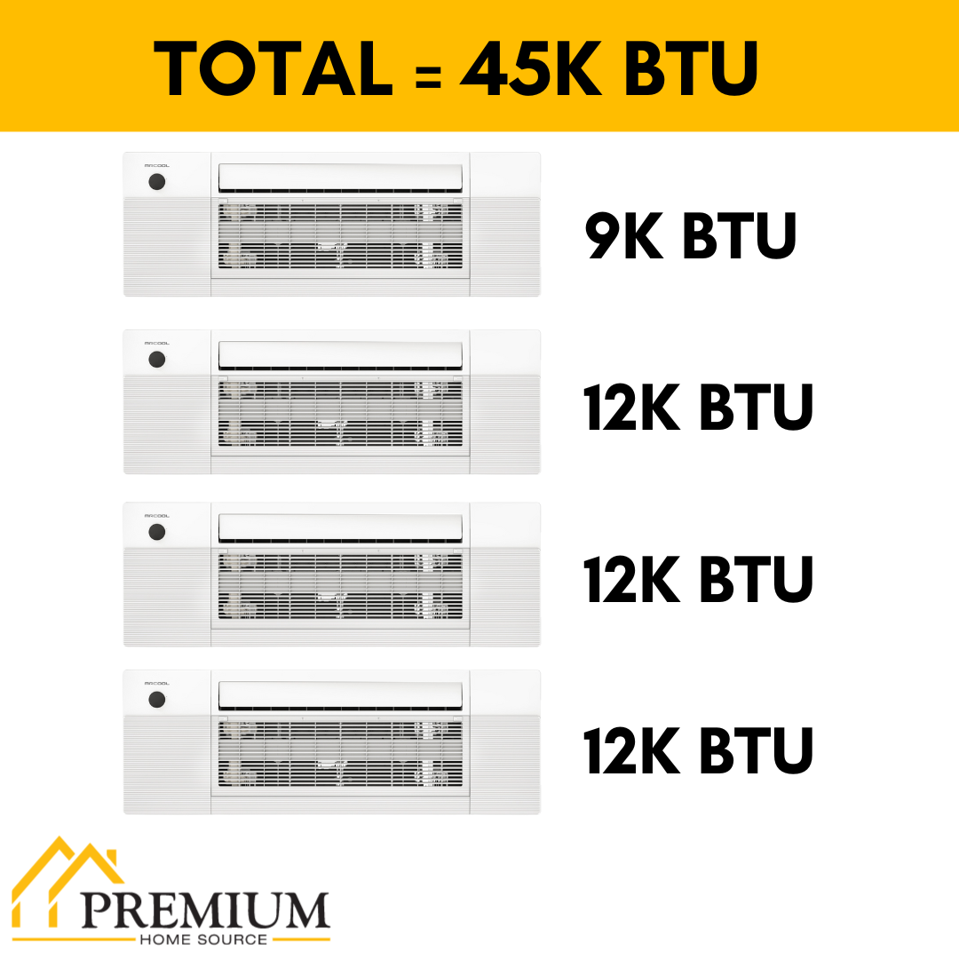 MRCOOL DIY Mini Split - 45,000 BTU 4 Zone Ceiling Cassette Ductless Air Conditioner and Heat Pump, DIY-BC-448HP09121212 - Home Elegance USA