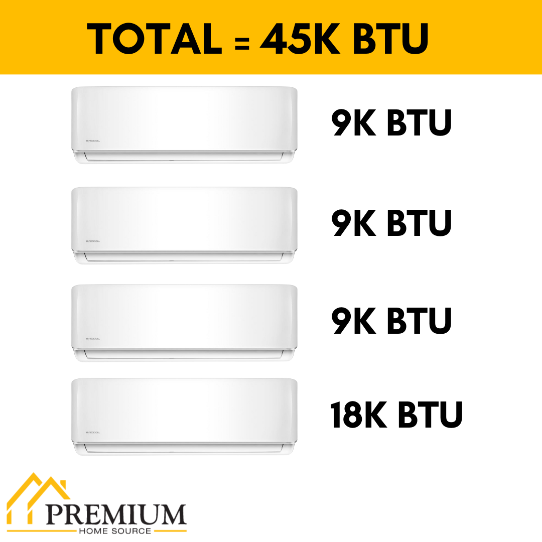 MRCOOL DIY Mini Split - 45,000 BTU 4 Zone Ductless Air Conditioner and Heat Pump, DIY-B-448HP09090918 - Home Elegance USA