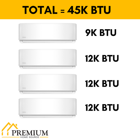 MRCOOL DIY Mini Split - 45,000 BTU 4 Zone Ductless Air Conditioner and Heat Pump, DIY-B-448HP09121212 - Home Elegance USA