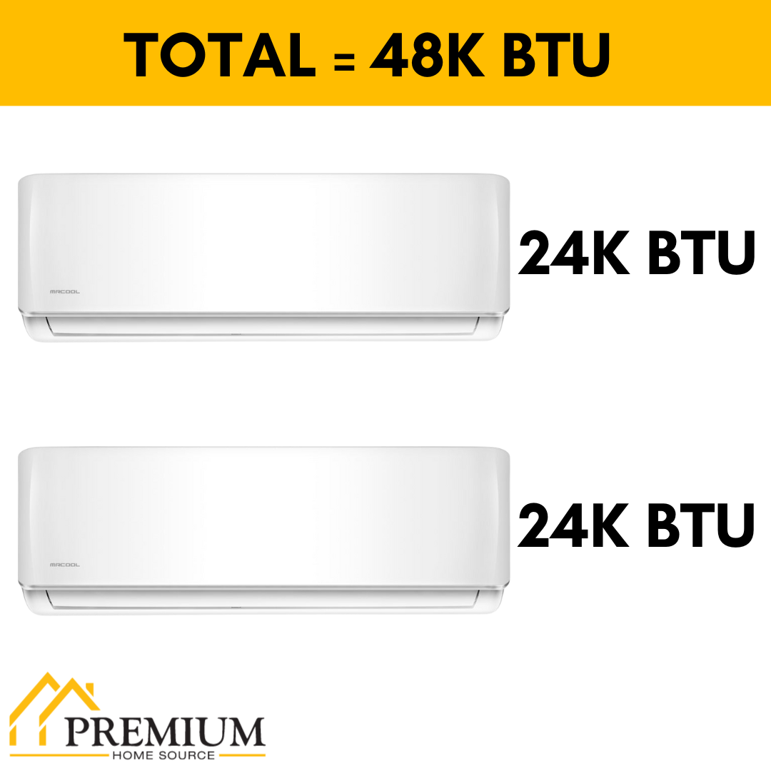 MRCOOL DIY Mini Split - 48,000 BTU 2 Zone Ductless Air Conditioner and Heat Pump, DIY-B-248HP2424 - Home Elegance USA