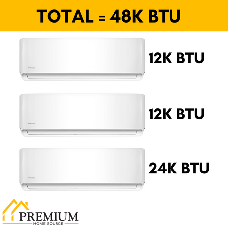MRCOOL DIY Mini Split - 48,000 BTU 3 Zone Ductless Air Conditioner and Heat Pump, DIY-B-348HP121224 - Home Elegance USA