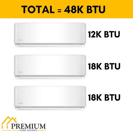 MRCOOL DIY Mini Split - 48,000 BTU 3 Zone Ductless Air Conditioner and Heat Pump, DIY-B-348HP121818 - Home Elegance USA