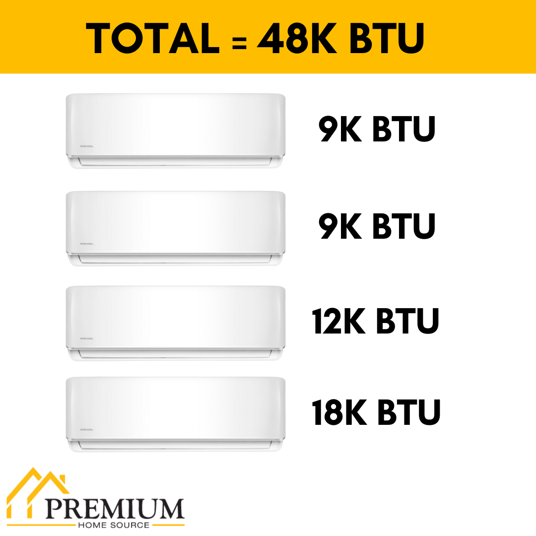 MRCOOL DIY Mini Split - 48,000 BTU 4 Zone Ductless Air Conditioner and Heat Pump, DIY-B-448HP09091218 - Home Elegance USA