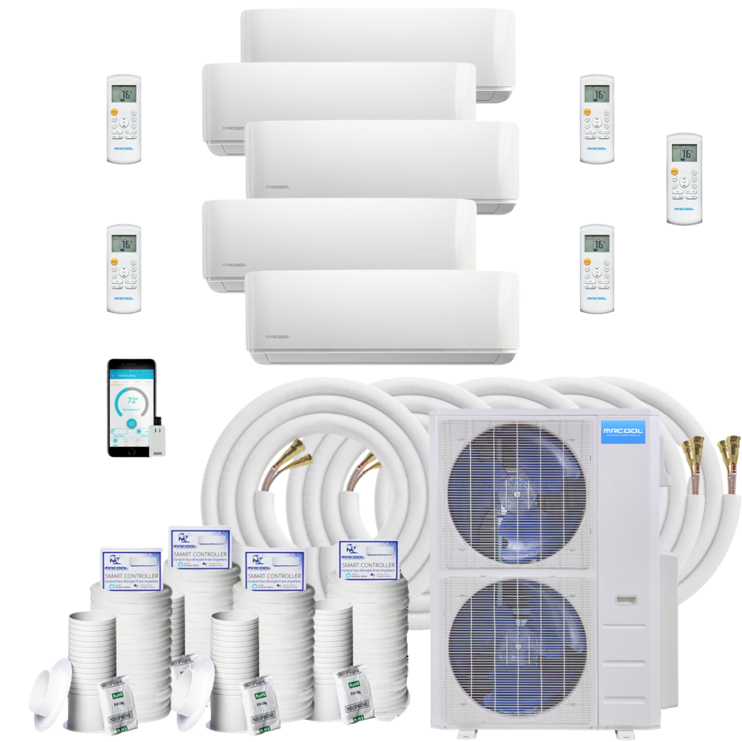 MRCOOL DIY Mini Split - 51,000 BTU 5 Zone Ductless Air Conditioner and Heat Pump with 35 ft. Install Kit, DIY548HP090909121235 - Home Elegance USA