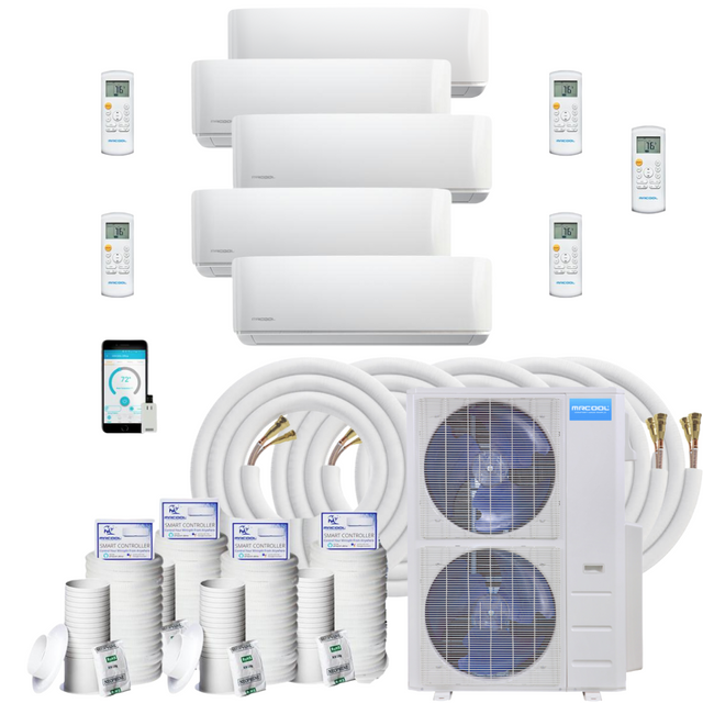 MRCOOL DIY Mini Split - 51,000 BTU 5 Zone Ductless Air Conditioner and Heat Pump with 35 ft. Install Kit, DIY548HP090909121235 - Home Elegance USA
