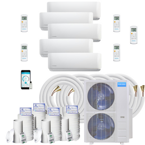Mrcool Diy Mini Split - 51,000 Btu 5 Zone Ductless Air Conditioner And Heat Pump With 25 Ft. Install Kit, Diy548Hp090909121225