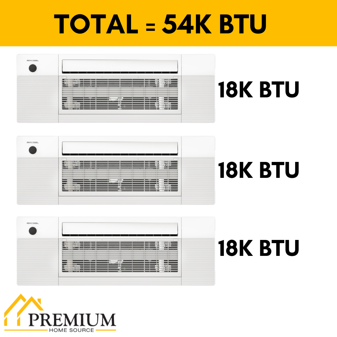 MRCOOL DIY Mini Split - 54,000 BTU 3 Zone Ceiling Cassette Ductless Air Conditioner and Heat Pump with 25 ft. Install Kit, DIY348HPC181818-25 - Home Elegance USA
