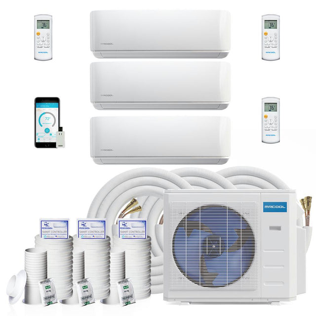 MRCOOL DIY Mini Split - 27,000 BTU 3 Zone Ductless Air Conditioner and Heat Pump with 16 ft. Install Kit, DIYM336HPW00C00 - Home Elegance USA