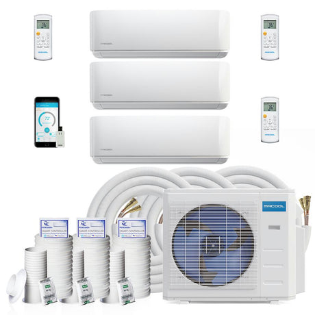 MRCOOL DIY Mini Split - 36,000 BTU 3 Zone Ductless Air Conditioner and Heat Pump with 25 ft. Install Kit, DIYM336HPW06C28 - Home Elegance USA