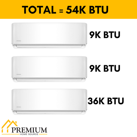 MRCOOL DIY Mini Split - 54,000 BTU 3 Zone Ductless Air Conditioner and Heat Pump with 50 ft. Install Kit, DIYM348HPW04C134 - Home Elegance USA