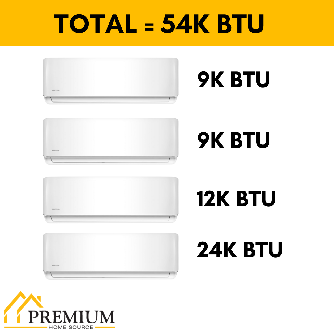 MRCOOL DIY Mini Split - 54,000 BTU 4 Zone Ductless Air Conditioner and Heat Pump, DIY-B-448HP09091224 - Home Elegance USA