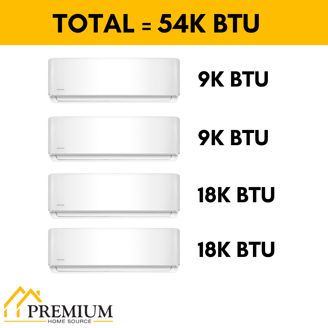 MRCOOL DIY Mini Split - 54,000 BTU 4 Zone Ductless Air Conditioner and Heat Pump, DIY-B-448HP09091818 - Home Elegance USA