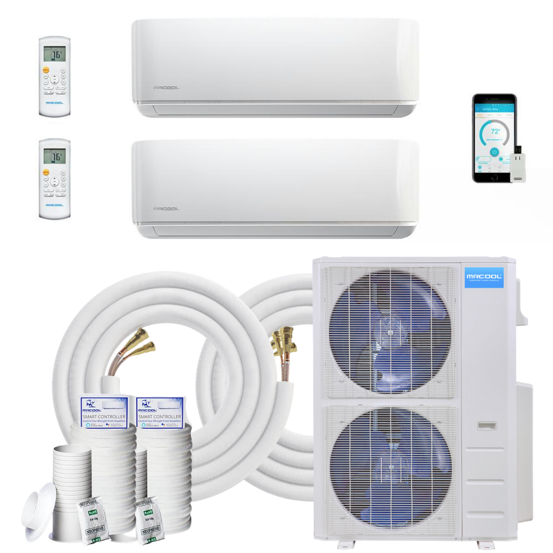 MRCOOL DIY Mini Split - 54,000 BTU 2 Zone Ductless Air Conditioner and Heat Pump with 16 ft. Install Kit, DIYM248HPW04C00 - Home Elegance USA