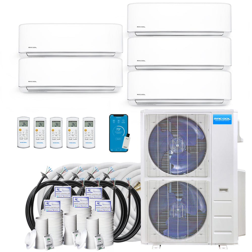MRCOOL DIY Mini Split - 48,000 BTU 5 Zone Ductless Air Conditioner and Heat Pump with 25 ft. Install Kit, DIYM548HPW01C210 - Home Elegance USA