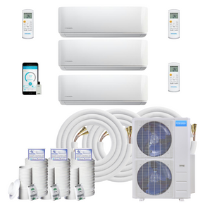 Mrcool Diy Mini Split - 48,000 Btu 3 Zone Ductless Air Conditioner And Heat Pump With 35 Ft. Install Kit, Diym348Hpw01C49