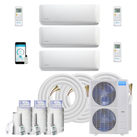 MRCOOL DIY Mini Split - 54,000 BTU 3 Zone Ductless Air Conditioner and Heat Pump with 50 ft. Install Kit, DIYM348HPW03C74 - Home Elegance USA
