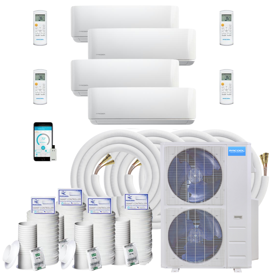 MRCOOL DIY Mini Split - 54,000 BTU 4 Zone Ductless Air Conditioner and Heat Pump with 25 ft. Install Kit, DIYM448HPW09C112 - Home Elegance USA
