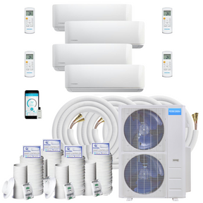 Mrcool Diy Mini Split - 54,000 Btu 4 Zone Ductless Air Conditioner And Heat Pump With 35 Ft. Install Kit, Diym448Hpw06C140