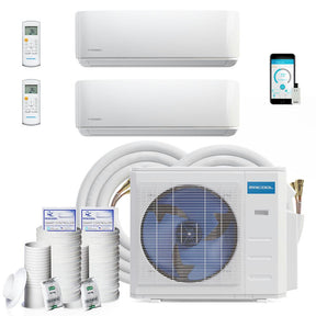 Mrcool Diy Mini Split - 18,000 Btu 2 Zone Ductless Air Conditioner And Heat Pump With 16 Ft. Install Kit, Diym218Hpw00C00