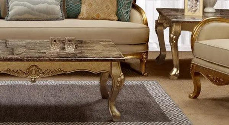 Majestic Traditional Sofa and Loveseat in Gold & Light Beige Wood Finish by Cosmos Furniture Cosmos Furniture