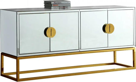 Marbella Sideboard / Buffet in Rich Gold Stainless Steel Base by Meridian Furniture Meridian Furniture