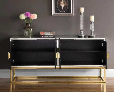 Marbella Sideboard / Buffet in Rich Gold Stainless Steel Base by Meridian Furniture Meridian Furniture