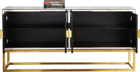 Marbella Sideboard / Buffet in Rich Gold Stainless Steel Base by Meridian Furniture Meridian Furniture