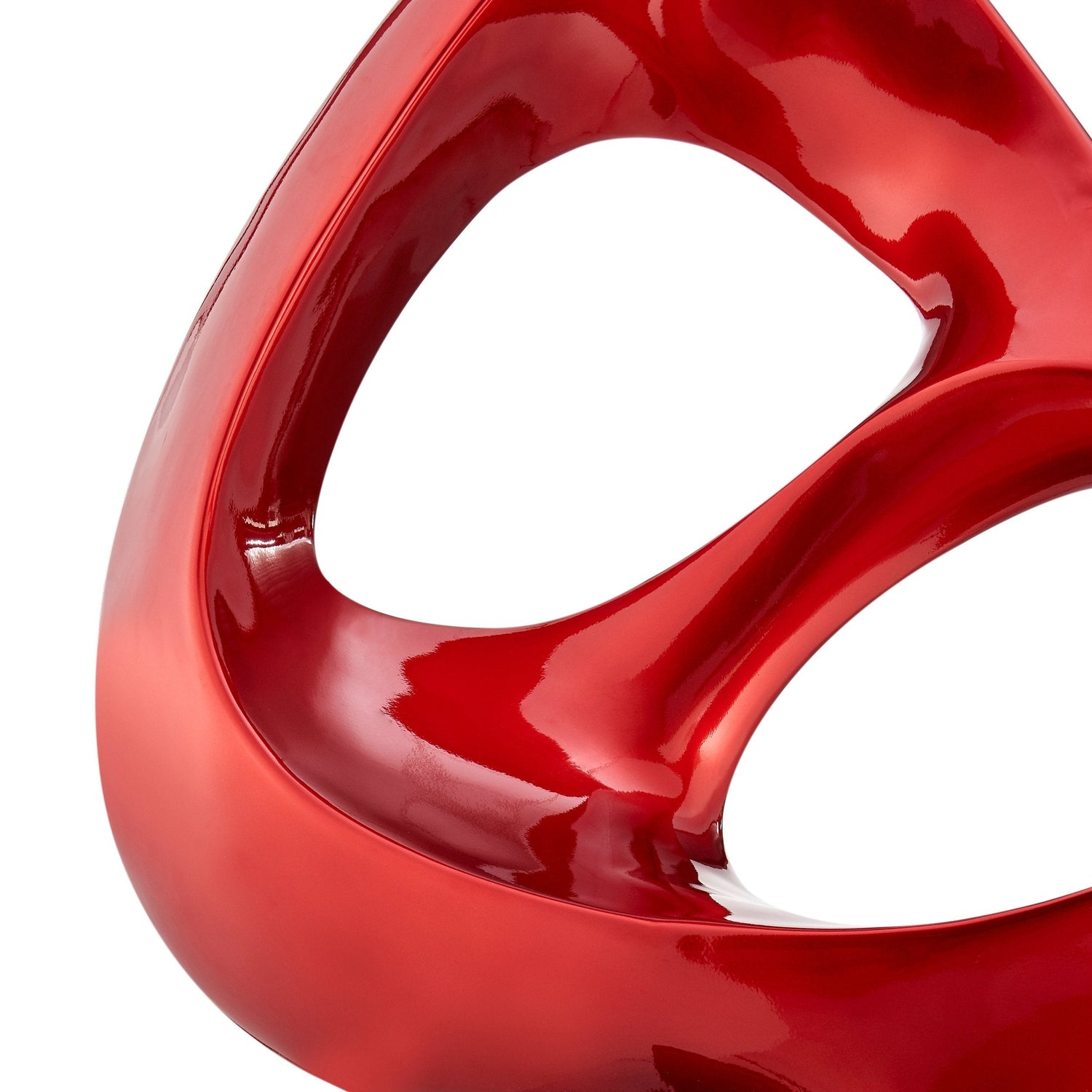 Metallic Red Abstract Mask Floor Sculpture With Black Stand, 54" Tall - Home Elegance USA