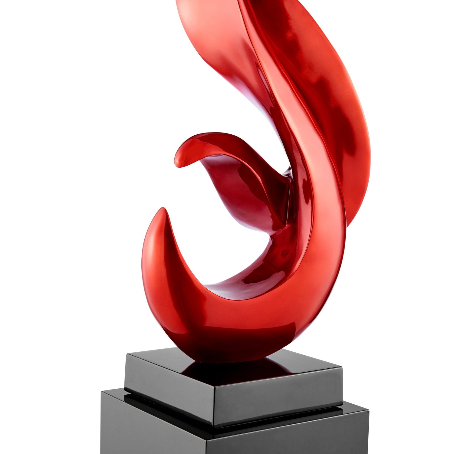 Metallic Red Flame Floor Sculpture With Black Stand, 65" Tall - Home Elegance USA