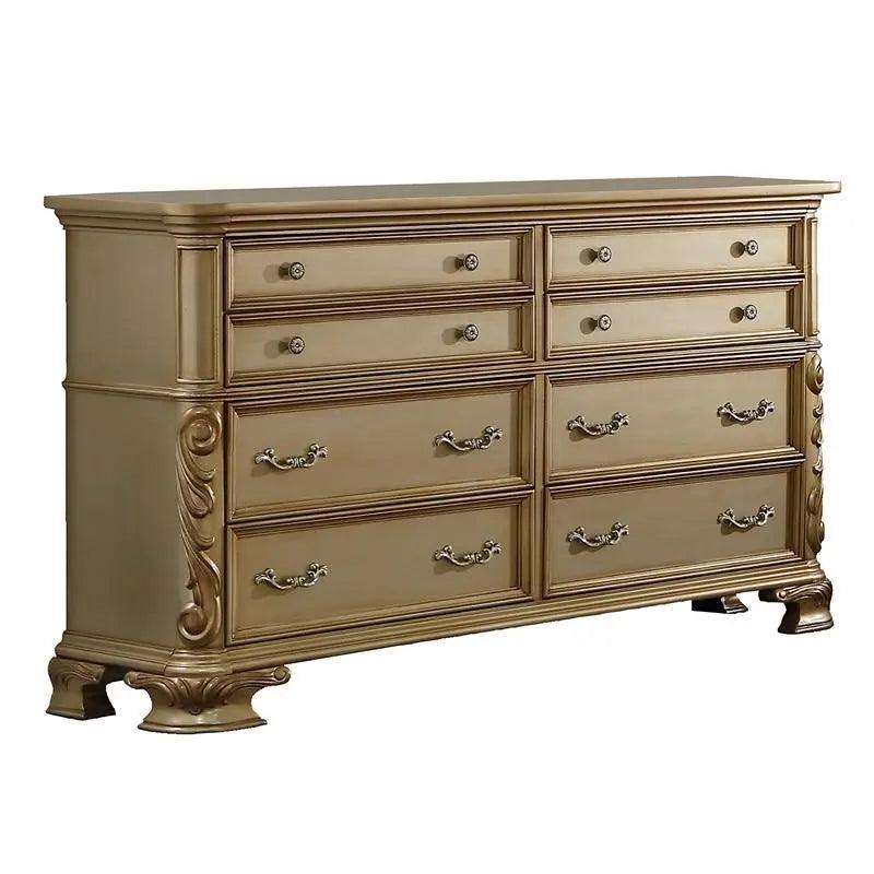 Miranda 6Pc Traditional Bedroom Set in Gold Finish by Cosmos Furniture Cosmos Furniture
