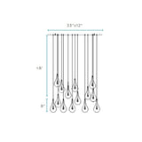 Modern Glass Drops Chandelier // 14 Lights // Rectangular Chrome Canopy - Home Elegance USA