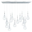 Modern Glass Drops Chandelier // 14 Lights // Rectangular Chrome Canopy | Finesse
