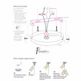 Modern Glass Drops Chandelier // 14 Lights // Rectangular Chrome Canopy - Home Elegance USA