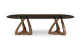 Modrest Christy - Mid-Century Modern Grey Glass + Walnut Oval Dining Table - Home Elegance USA