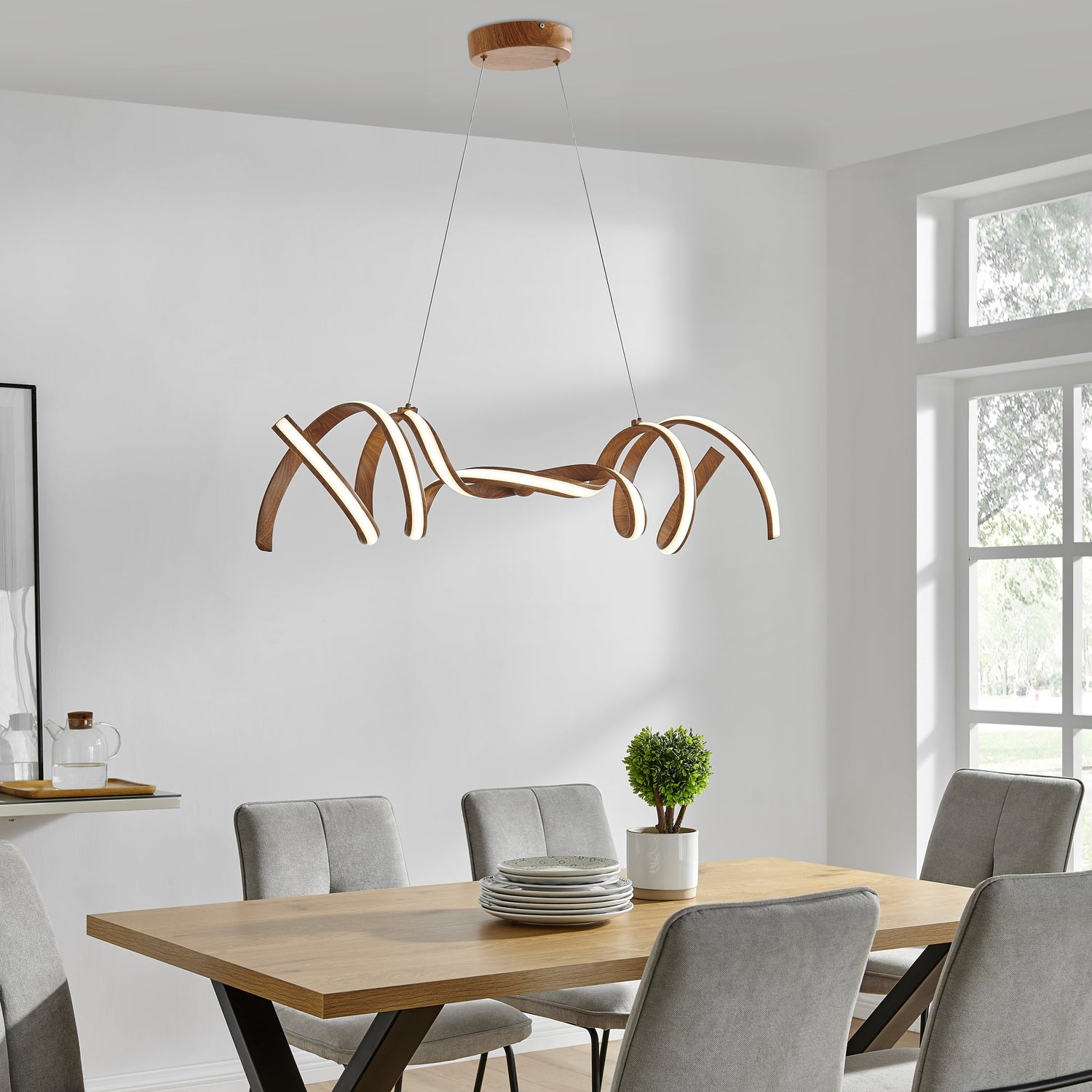 Munich LED Horizontal Chandelier // Wood - Home Elegance USA