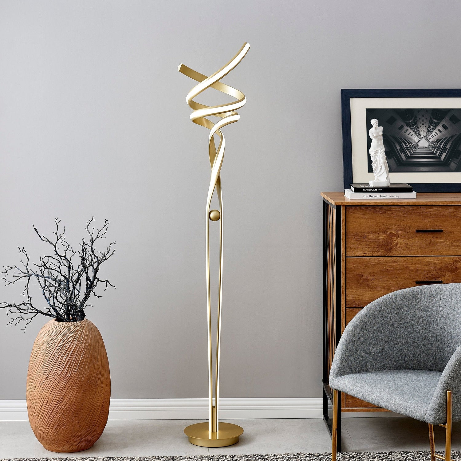 Munich LED Sandy Gold 63" Floor Lamp // Dimmable - Home Elegance USA