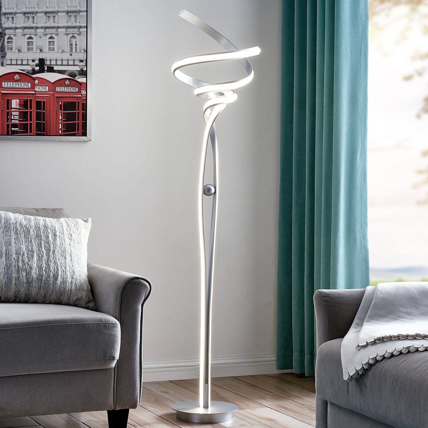 Munich LED Silver 63" Floor Lamp // Dimmable - Home Elegance USA