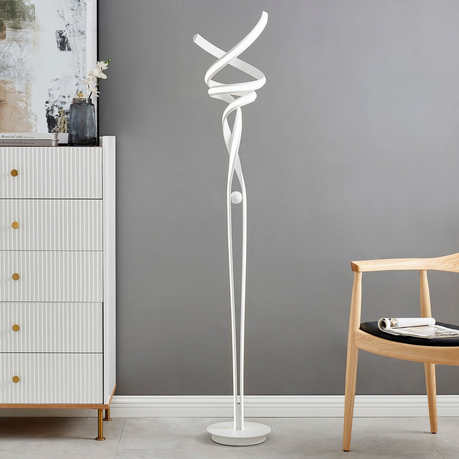 Munich LED White  63" Floor Lamp // Dimmable - Home Elegance USA