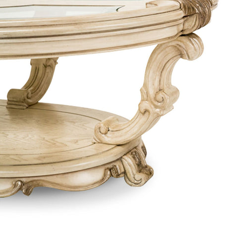 Michael Amini Platine De Royale Champagne Oval Cocktail Table - Home Elegance USA