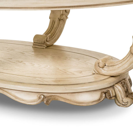 Michael Amini Platine De Royale Champagne Oval Cocktail Table - Home Elegance USA