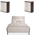 Paris Chic 3Pc Queen Tufted Sleigh Bedroom Set Faux Suede Espresso – Aico