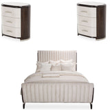 Aico Furniture - Paris Chic 3 Piece Eastern King Tufted Sleigh Bedroom Set In Espresso - N9003000Eks4-409-3Set