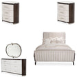 Paris Chic 5Pc Queen Tufted Sleigh Bedroom Set Faux Suede Espresso – Aico