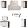 Paris Chic 7Pc Eastern King Tufted Sleigh Bedroom Set Faux Suede Espresso – Aico
